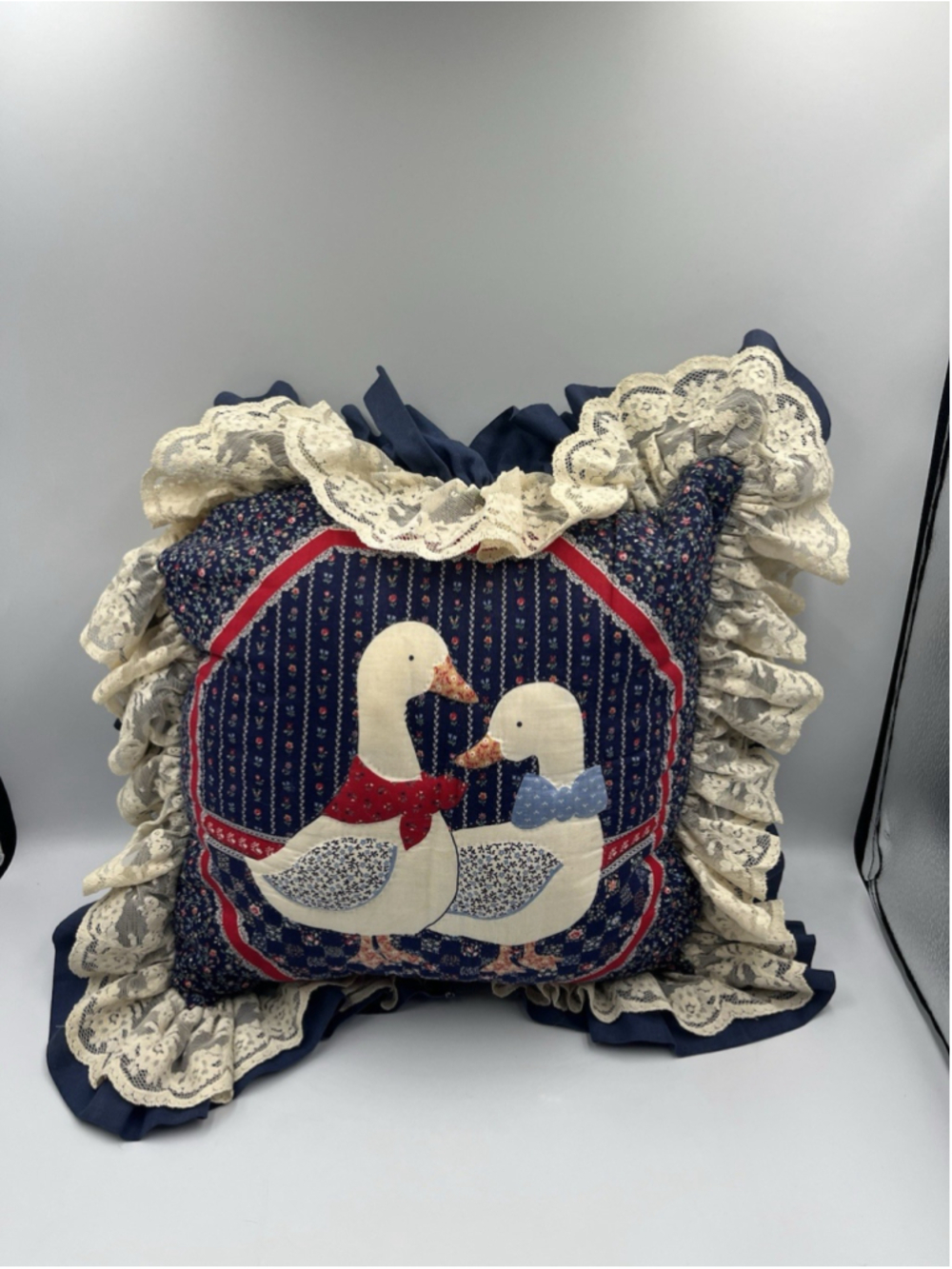 Needlework Vintage Woodland Goose Pillow Cotton HANDMADE TOSS PILLOW SEE ALL - Picture 6 of 16